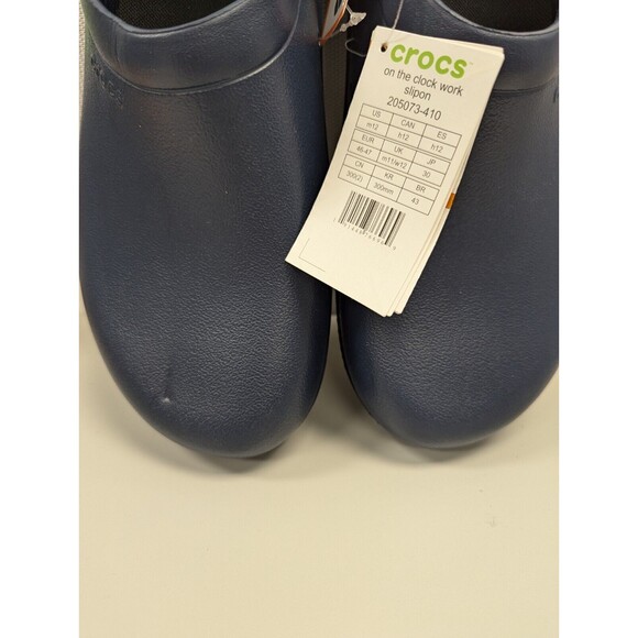 CROCS MEN'S ON THE CLOCK CLOGS SLIP RESISTANT WORK SHOES SZ 12 BLUE NWT - Picture 6 of 8